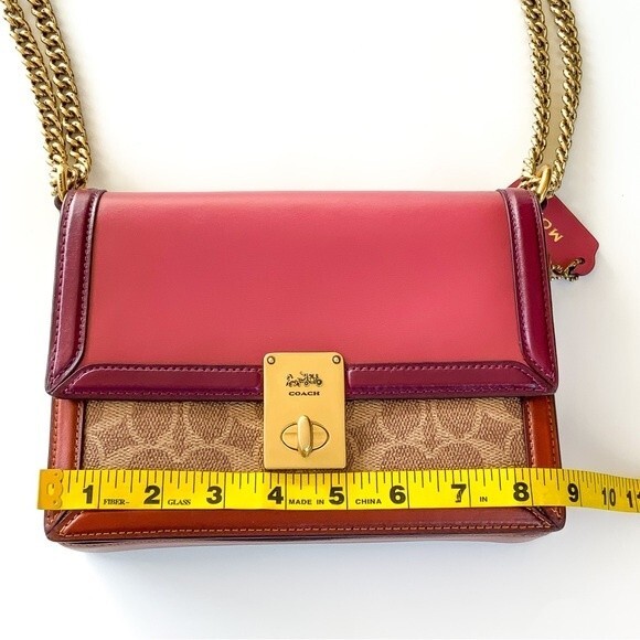 Coach Hutton Shoulder Bag In Colorblock Signature Canvas Brass/Tan Rouge Multi - Picture 8 of 12